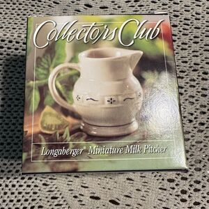 Longaberger Miniature Milk Pitcher pottery - Cream/Blue - New